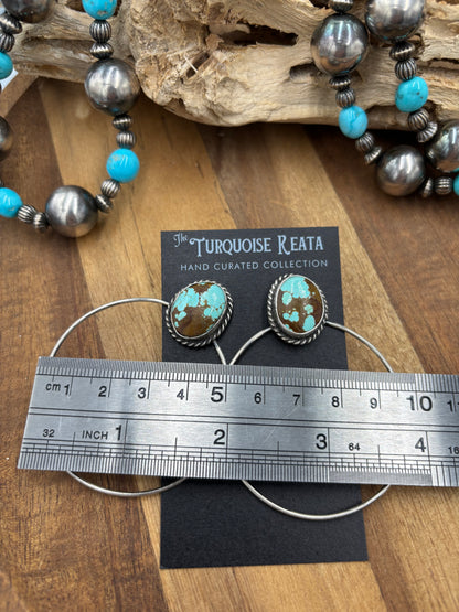 Mine #8 #826-2C Hoop Earrings by Elouise Kee, Navajo