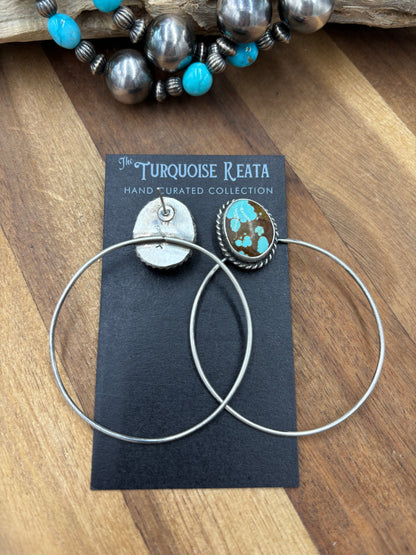 Mine #8 #826-2C Hoop Earrings by Elouise Kee, Navajo