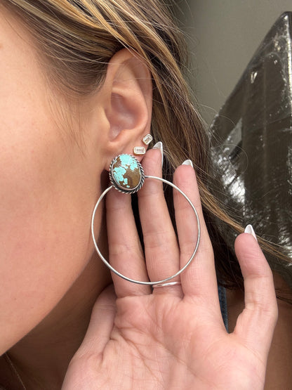 Mine #8 #826-2C Hoop Earrings by Elouise Kee, Navajo