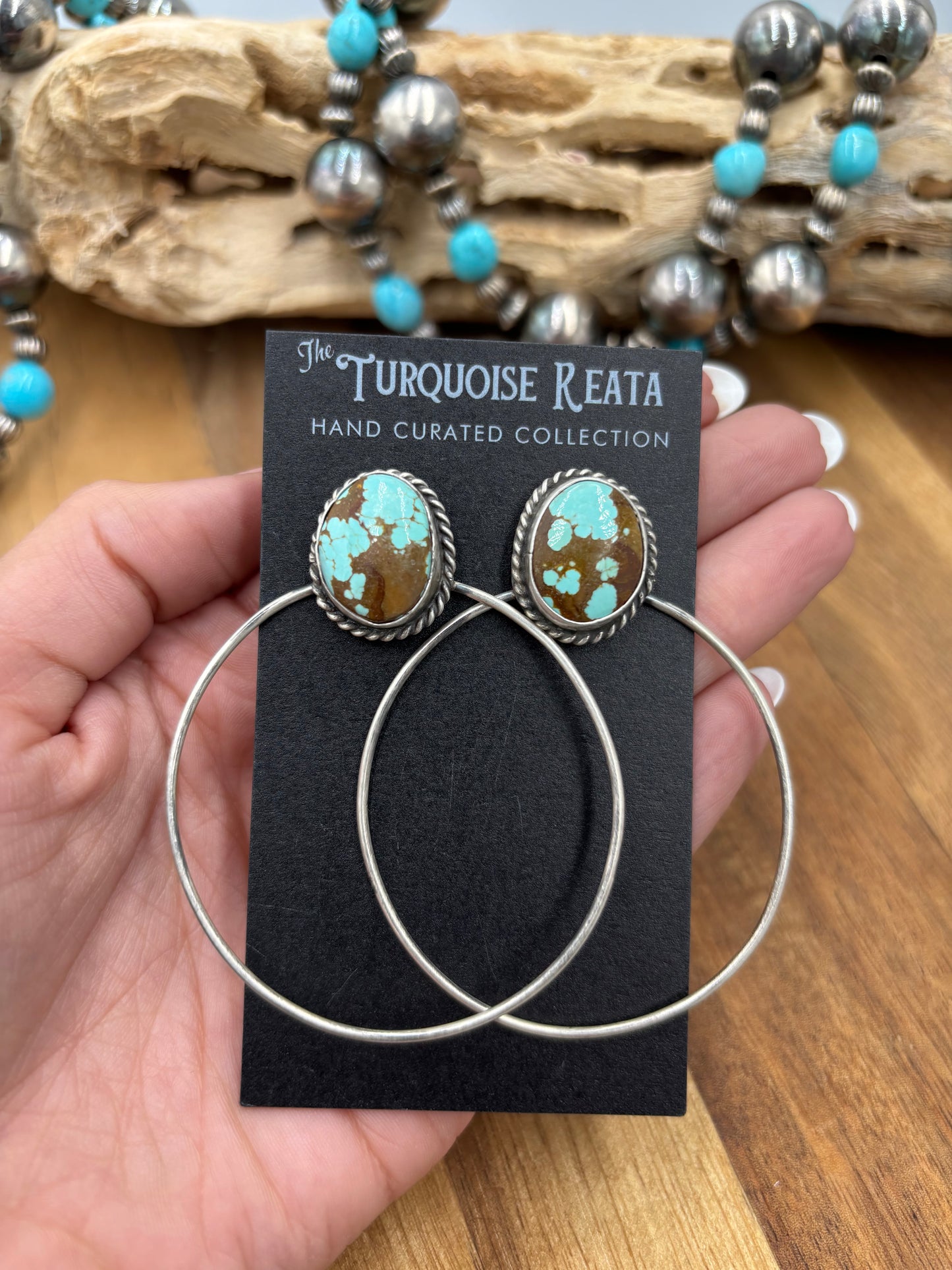 Mine #8 #826-2C Hoop Earrings by Elouise Kee, Navajo
