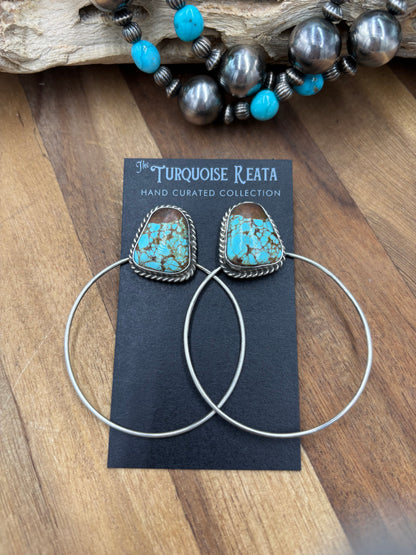 Mine #8 #826-2D Hoop Earrings by Elouise Kee, Navajo
