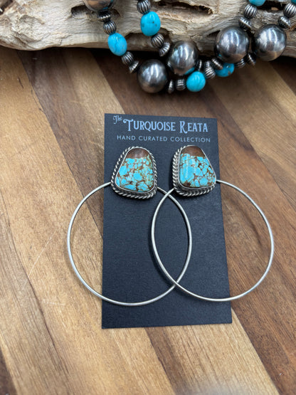 Mine #8 #826-2D Hoop Earrings by Elouise Kee, Navajo