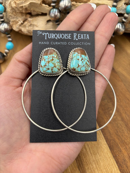 Mine #8 #826-2D Hoop Earrings by Elouise Kee, Navajo