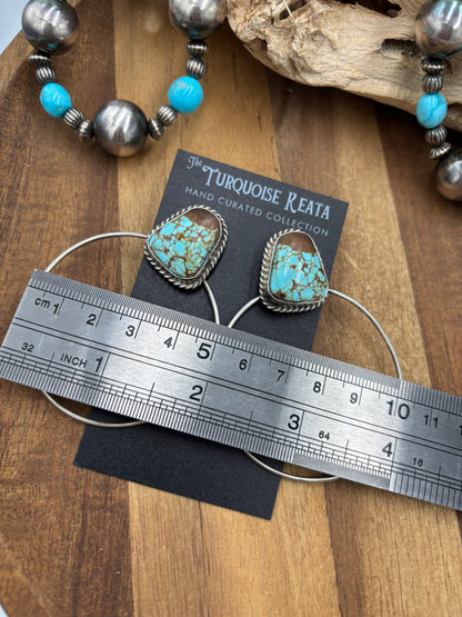 Mine #8 #826-2D Hoop Earrings by Elouise Kee, Navajo