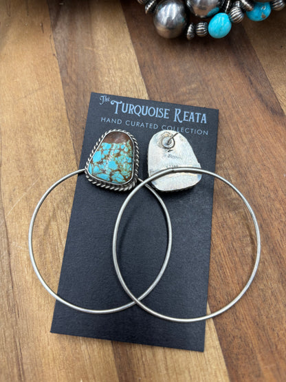 Mine #8 #826-2D Hoop Earrings by Elouise Kee, Navajo