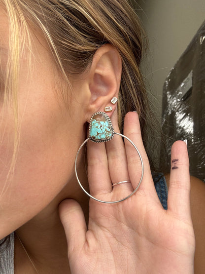 Mine #8 #826-2D Hoop Earrings by Elouise Kee, Navajo