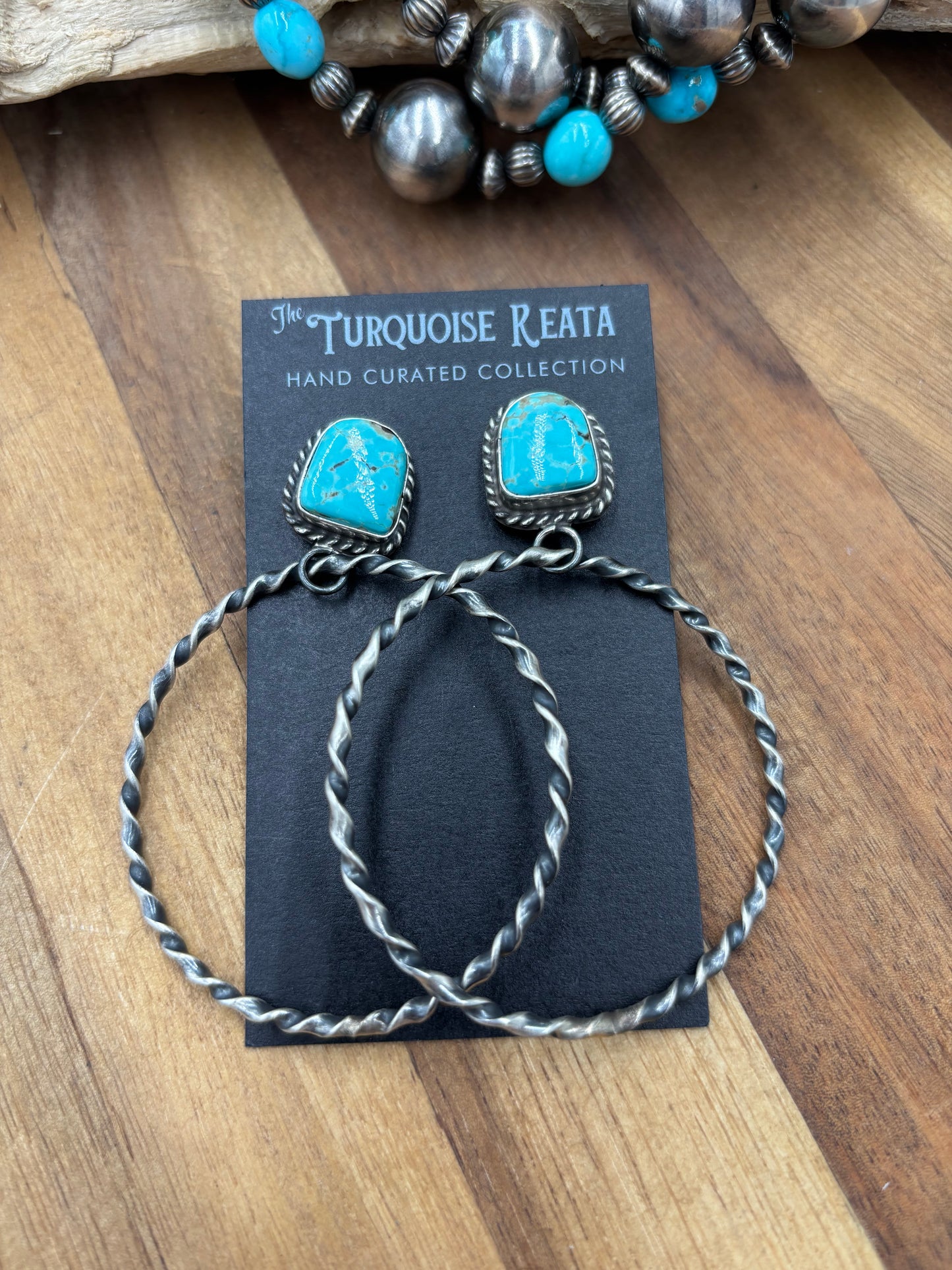 Mine #8 #826-1A Hoop Earrings by Elouise Kee, Navajo