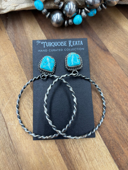 Mine #8 #826-1A Hoop Earrings by Elouise Kee, Navajo