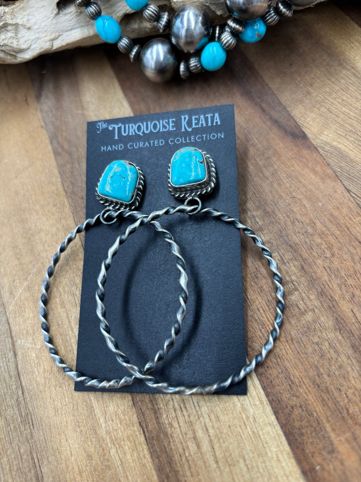 Mine #8 #826-1A Hoop Earrings by Elouise Kee, Navajo