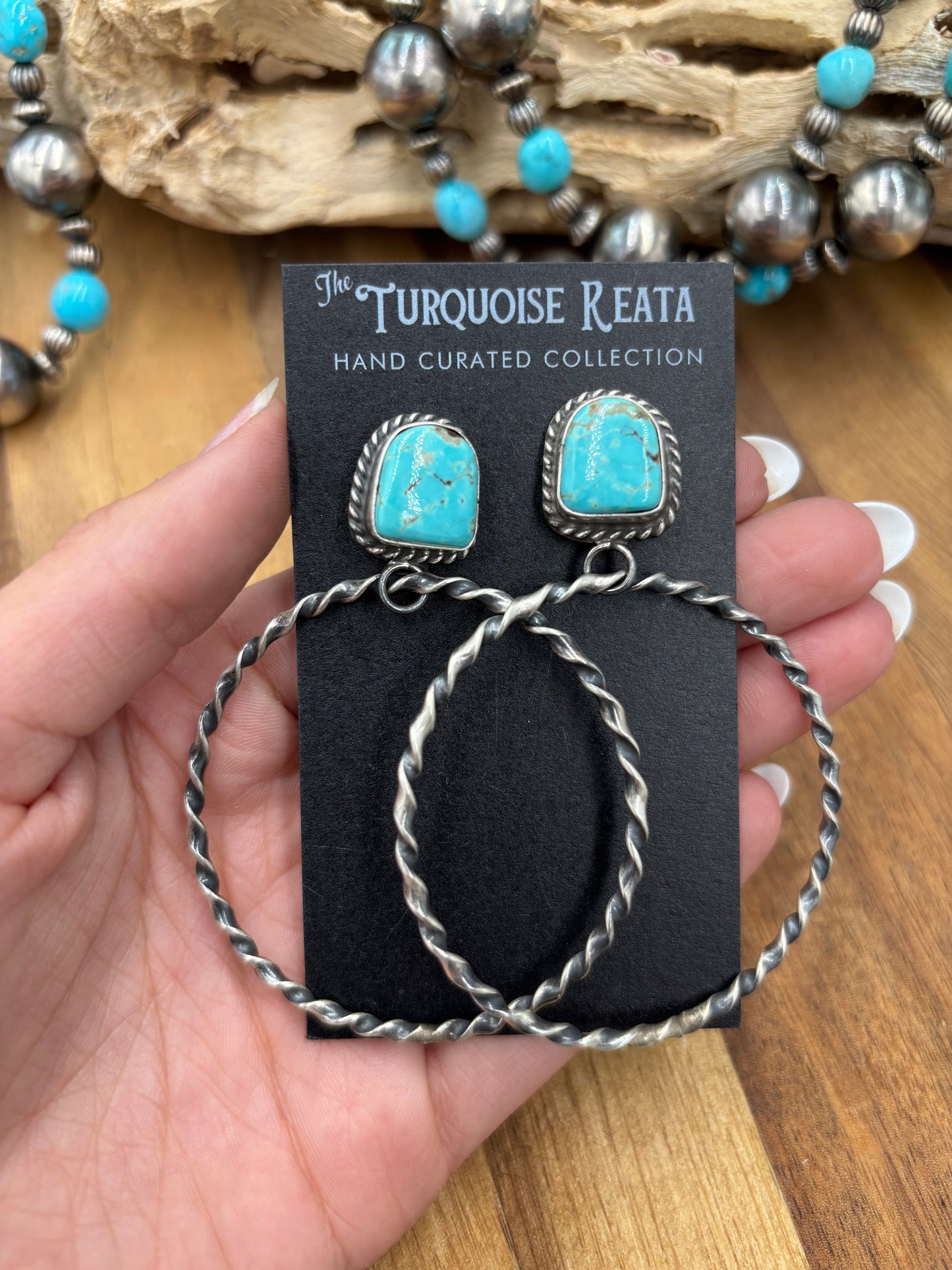 Mine #8 #826-1A Hoop Earrings by Elouise Kee, Navajo