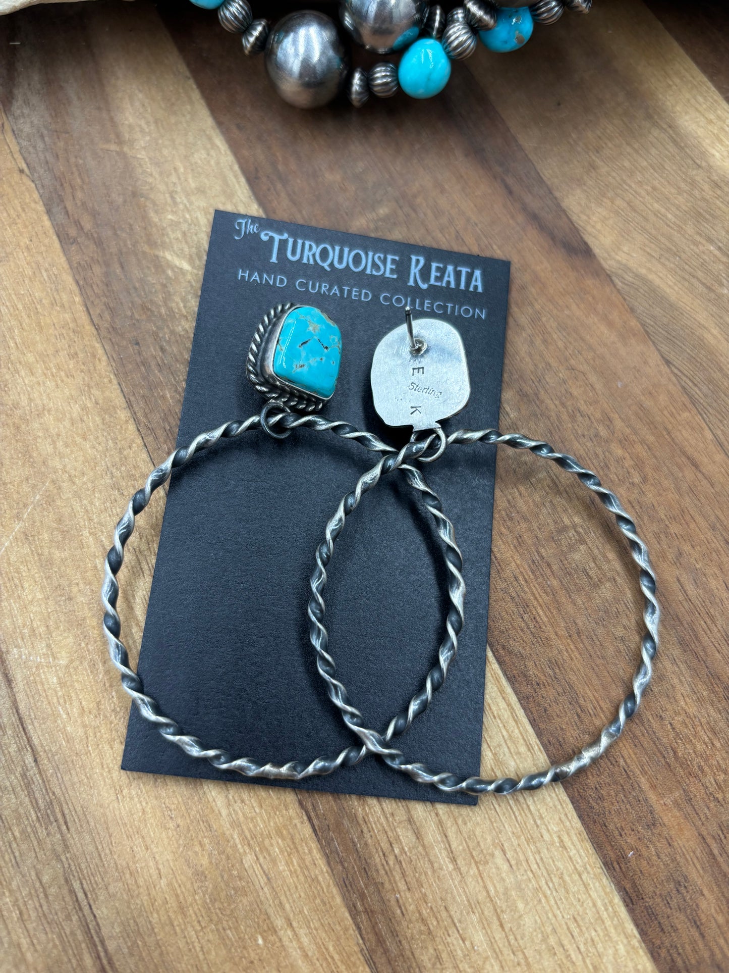 Mine #8 #826-1A Hoop Earrings by Elouise Kee, Navajo