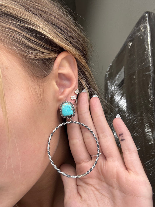 Mine #8 #826-1A Hoop Earrings by Elouise Kee, Navajo
