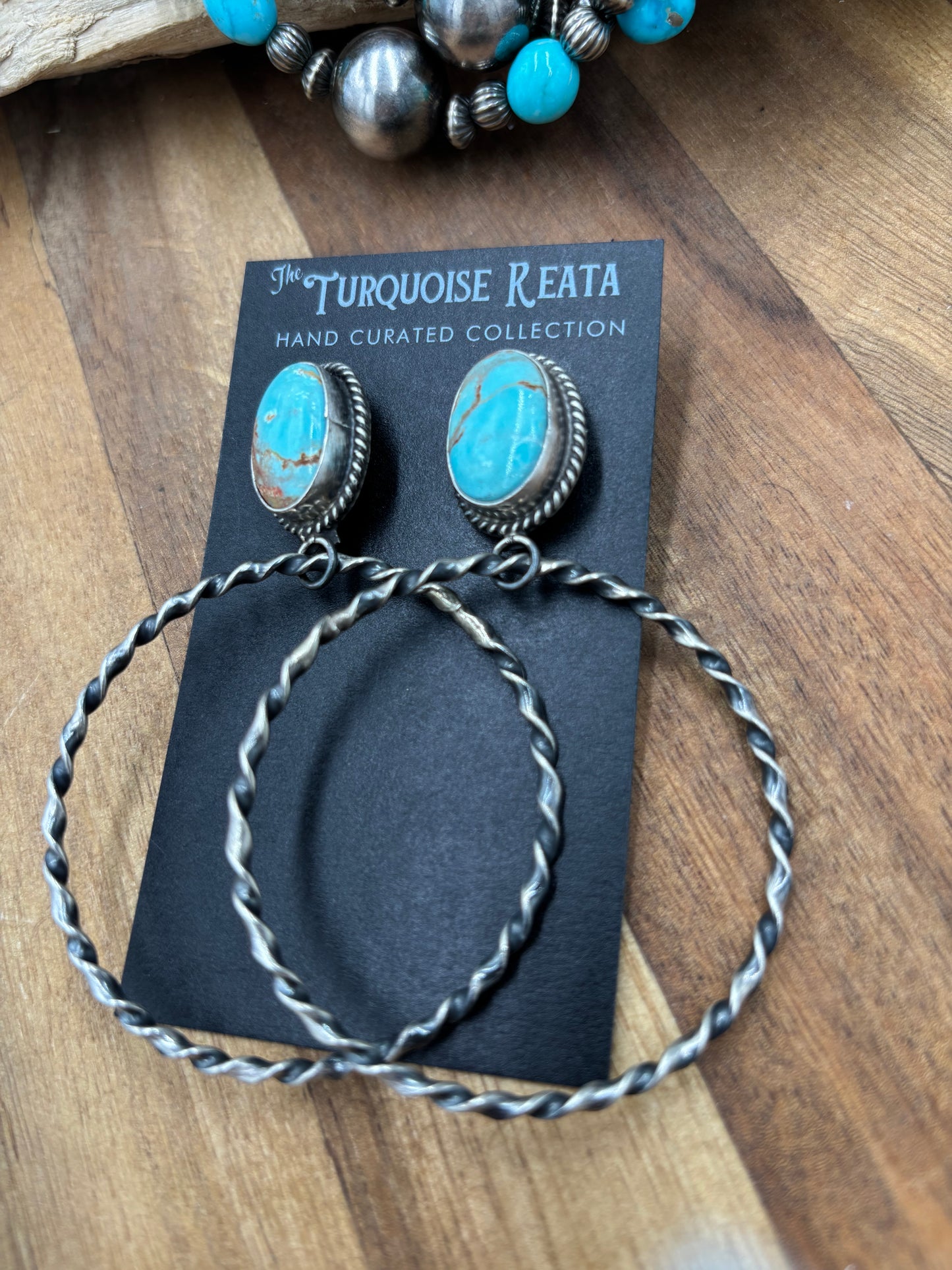 Mine #8 #826-1B Hoop Earrings by Elouise Kee, Navajo