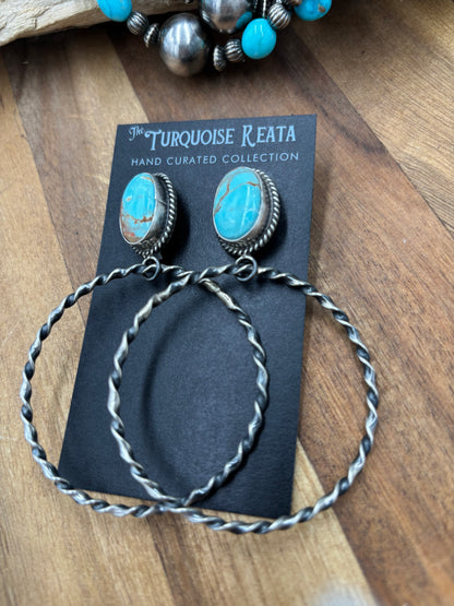 Mine #8 #826-1B Hoop Earrings by Elouise Kee, Navajo