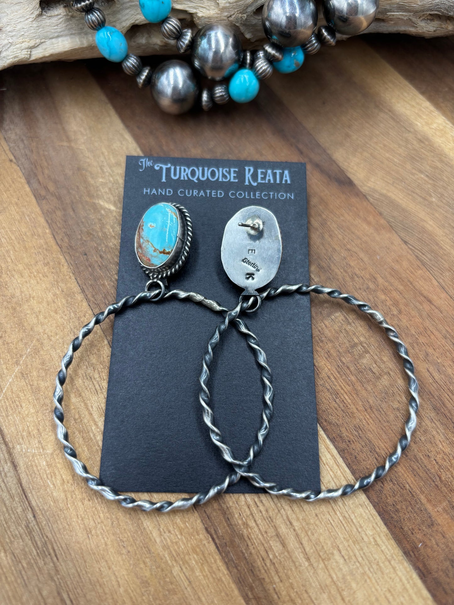 Mine #8 #826-1B Hoop Earrings by Elouise Kee, Navajo