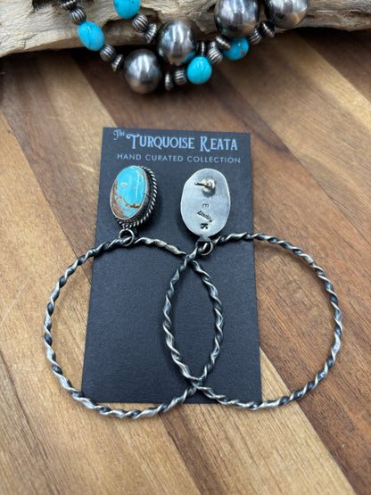 Mine #8 #826-1B Hoop Earrings by Elouise Kee, Navajo