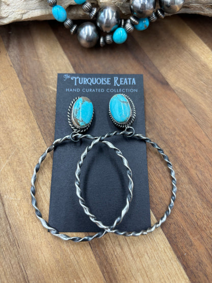 Mine #8 #826-1C Hoop Earrings by Elouise Kee, Navajo