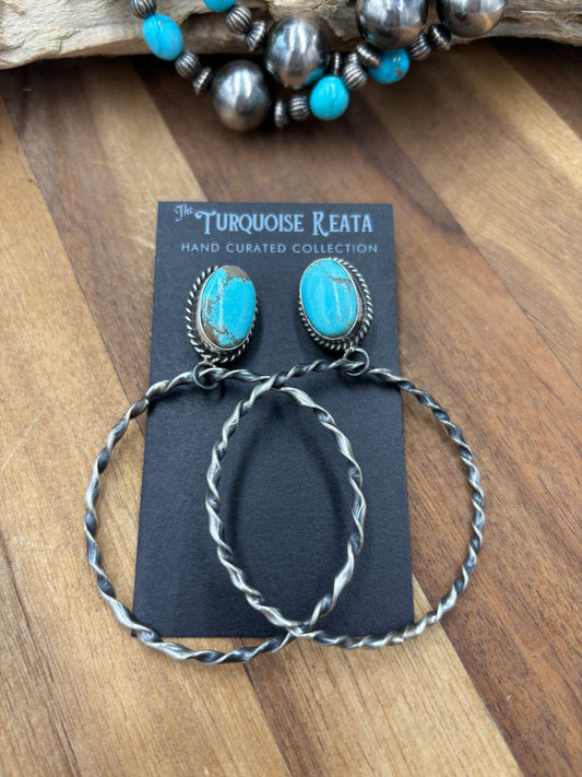 Mine #8 #826-1C Hoop Earrings by Elouise Kee, Navajo