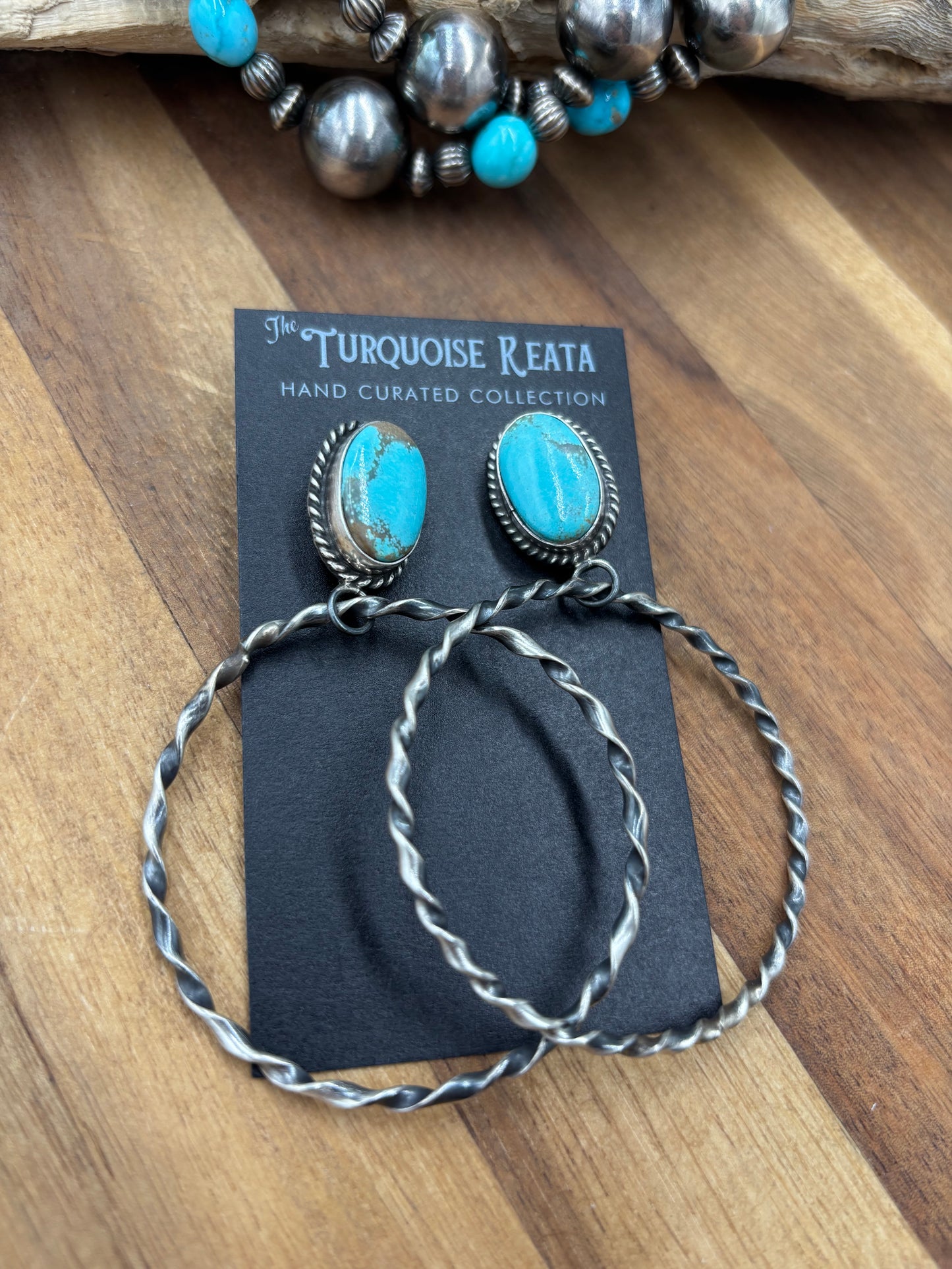 Mine #8 #826-1C Hoop Earrings by Elouise Kee, Navajo