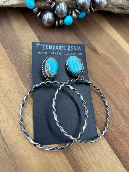 Mine #8 #826-1C Hoop Earrings by Elouise Kee, Navajo
