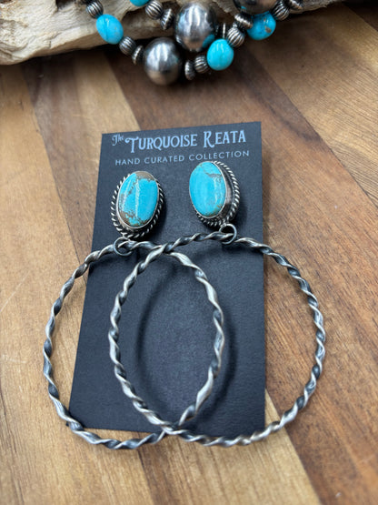 Mine #8 #826-1C Hoop Earrings by Elouise Kee, Navajo