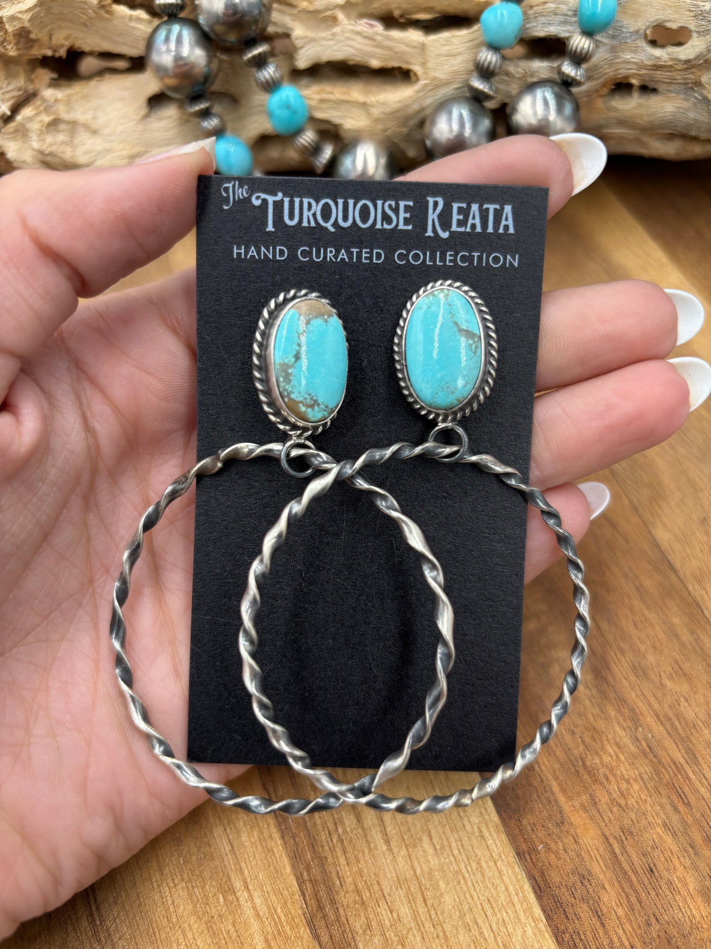 Mine #8 #826-1C Hoop Earrings by Elouise Kee, Navajo