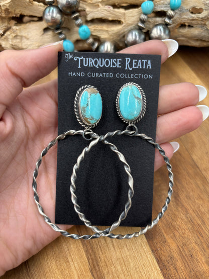 Mine #8 #826-1C Hoop Earrings by Elouise Kee, Navajo