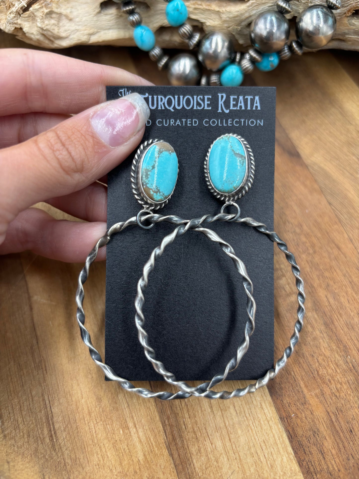 Mine #8 #826-1C Hoop Earrings by Elouise Kee, Navajo