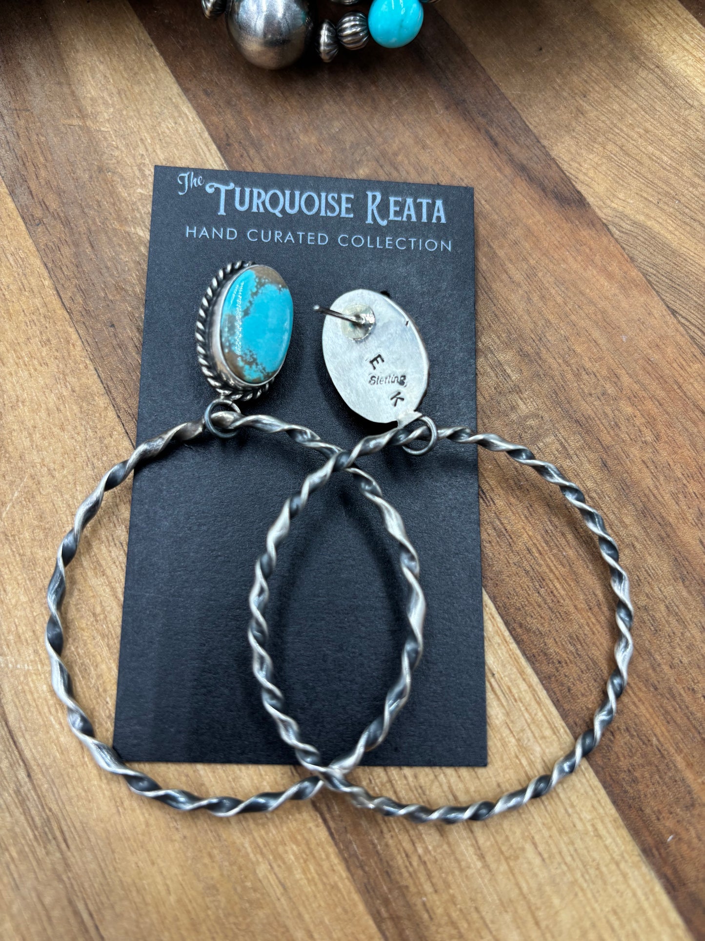 Mine #8 #826-1C Hoop Earrings by Elouise Kee, Navajo