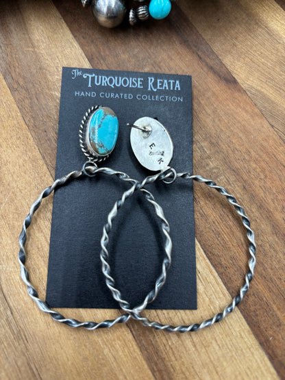 Mine #8 #826-1C Hoop Earrings by Elouise Kee, Navajo