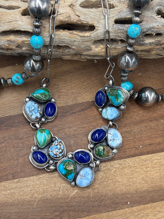 Multi Stone Choker #927-1 by Boyd Ashley, Navajo Golden Hills, Lapis, Sonoran Gold