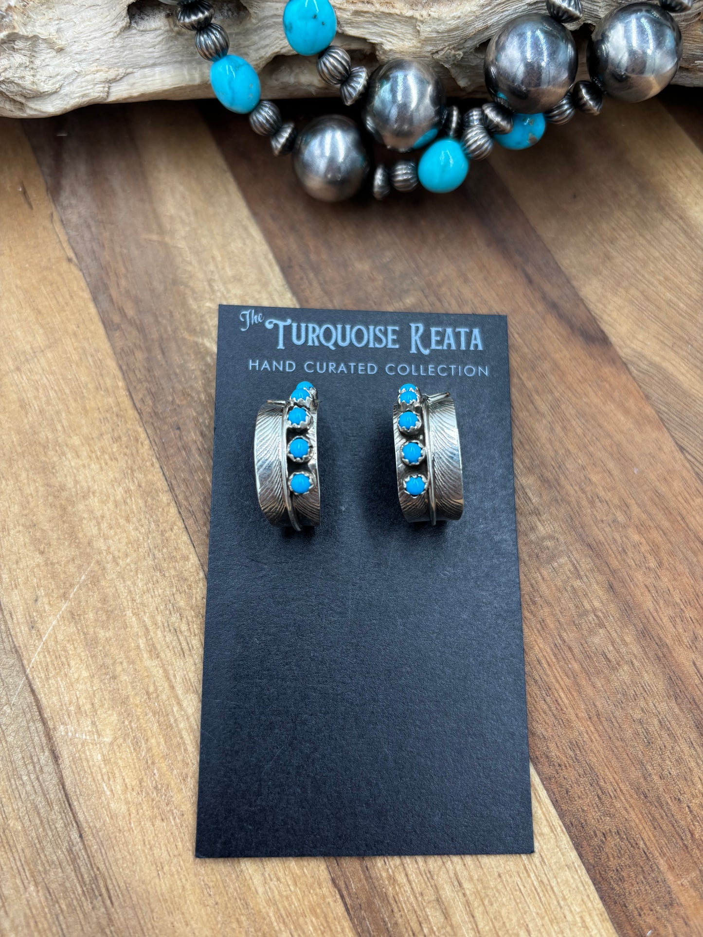 Turquoise Earrings #825-7 by Chester Charley, Navajo