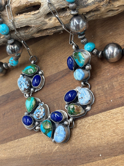 Multi Stone Choker #927-1 by Boyd Ashley, Navajo Golden Hills, Lapis, Sonoran Gold