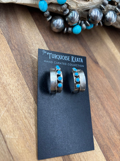 Turquoise Earrings #825-7 by Chester Charley, Navajo