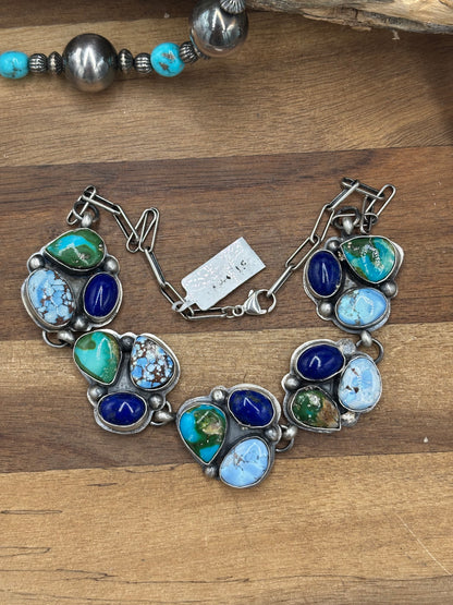 Multi Stone Choker #927-1 by Boyd Ashley, Navajo Golden Hills, Lapis, Sonoran Gold