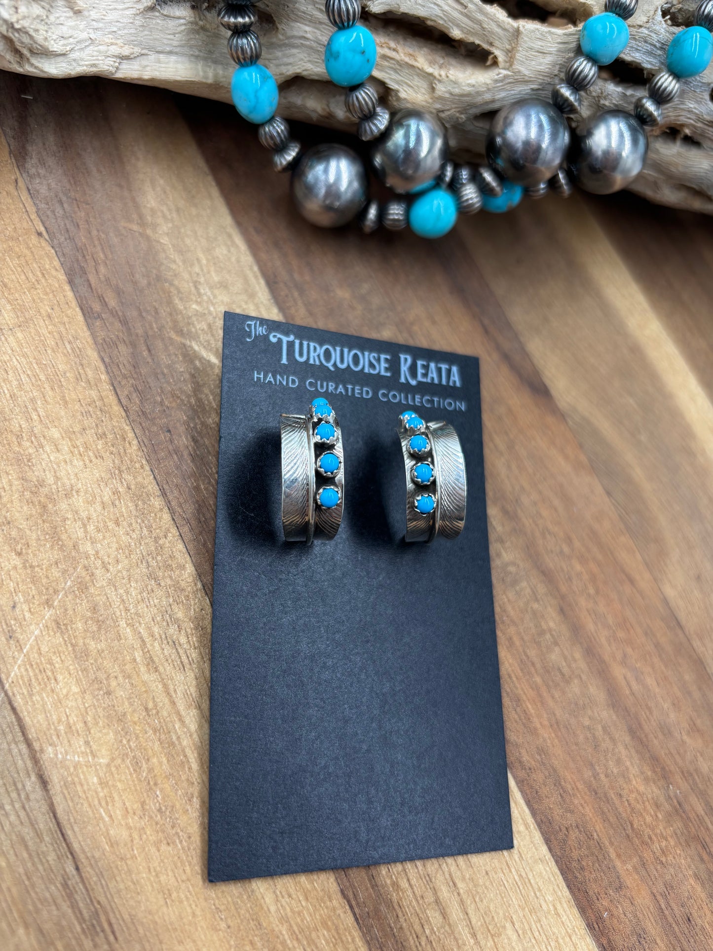 Turquoise Earrings #825-7 by Chester Charley, Navajo