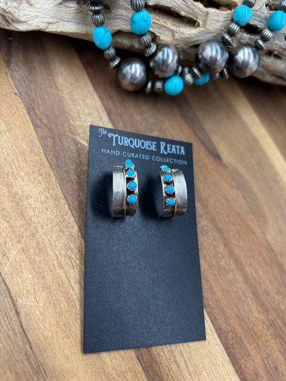 Turquoise Earrings #825-7 by Chester Charley, Navajo
