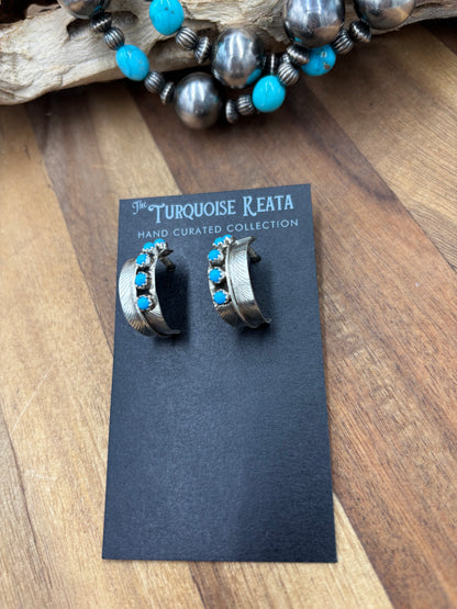 Turquoise Earrings #825-7 by Chester Charley, Navajo
