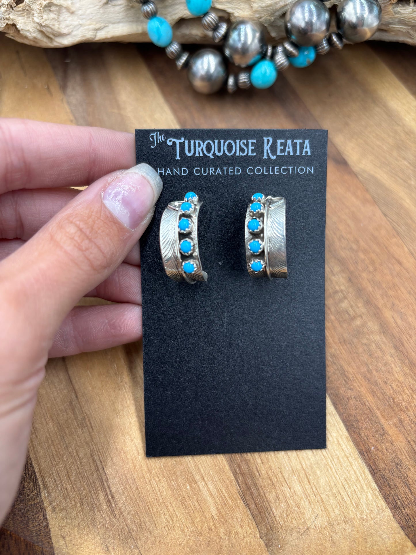 Turquoise Earrings #825-7 by Chester Charley, Navajo