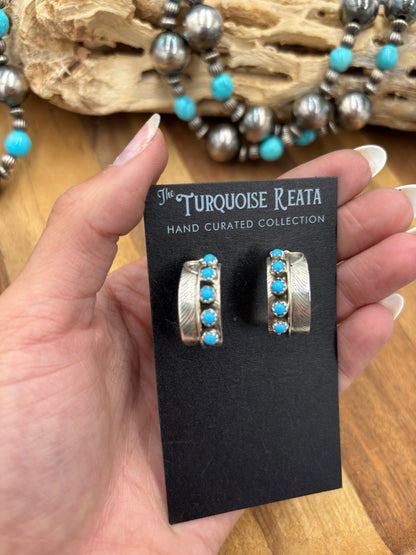 Turquoise Earrings #825-7 by Chester Charley, Navajo