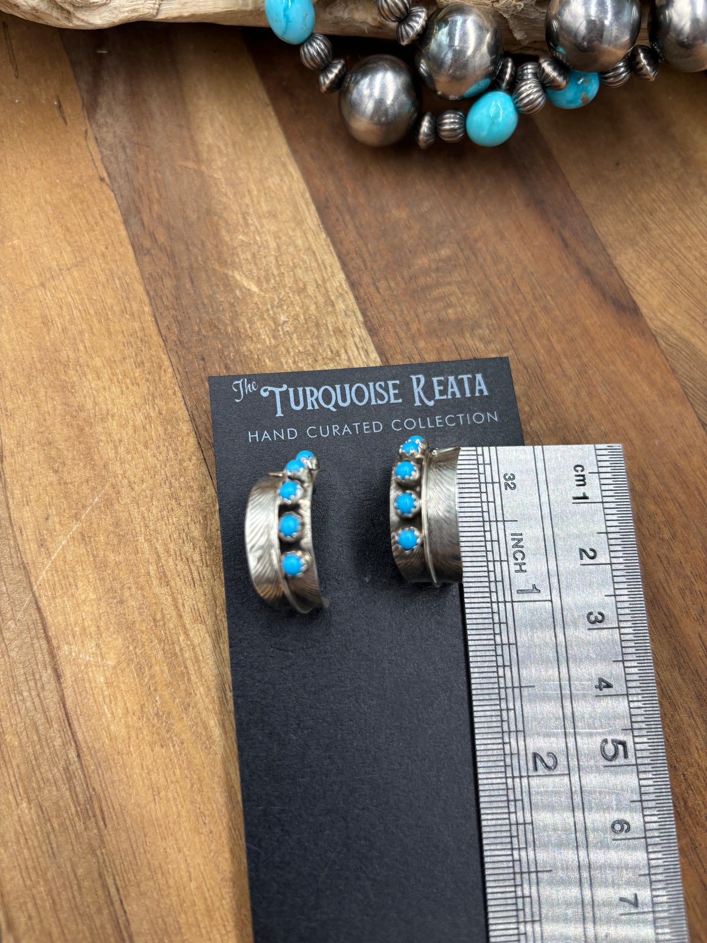 Turquoise Earrings #825-7 by Chester Charley, Navajo