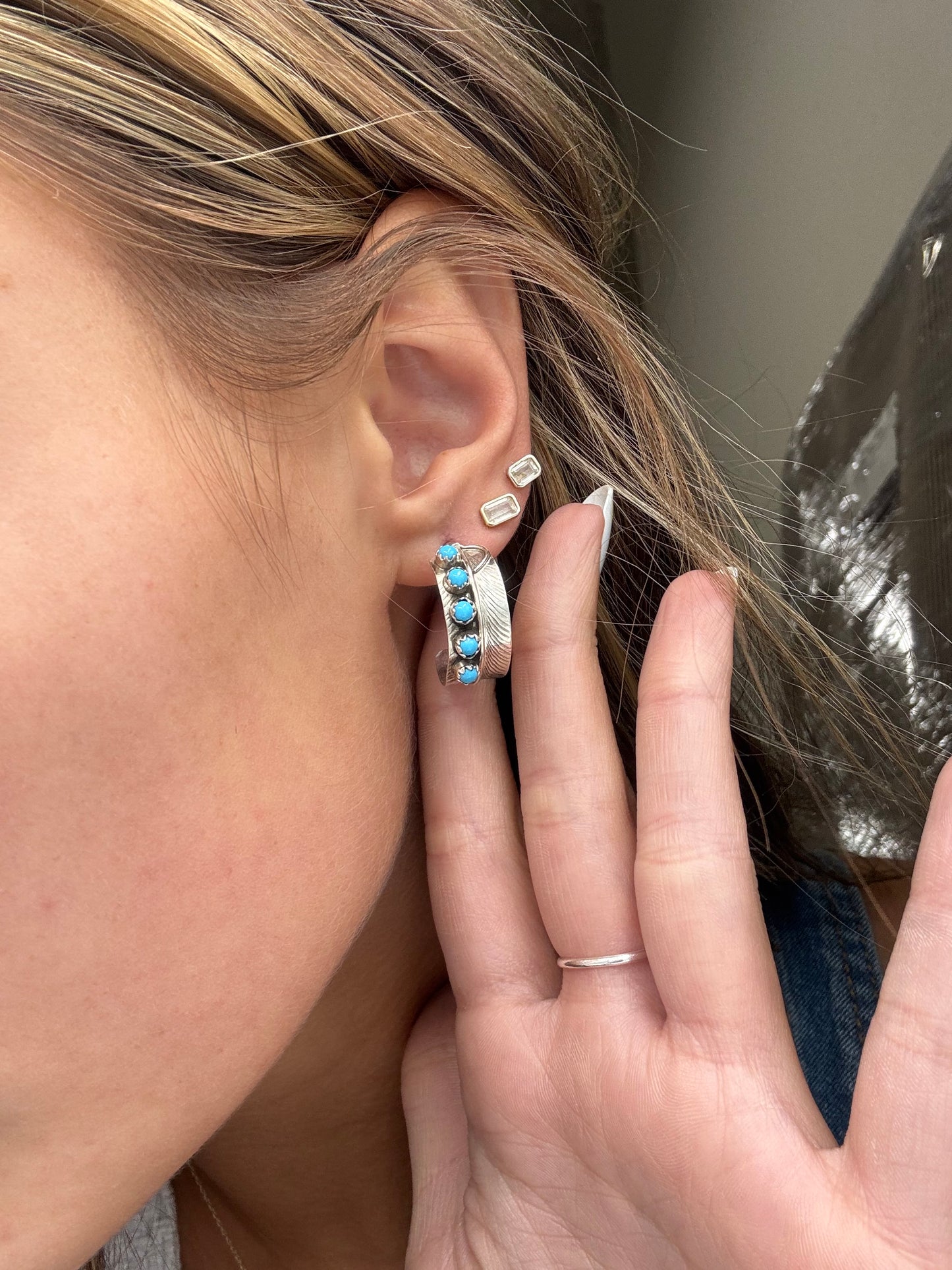 Turquoise Earrings #825-7 by Chester Charley, Navajo