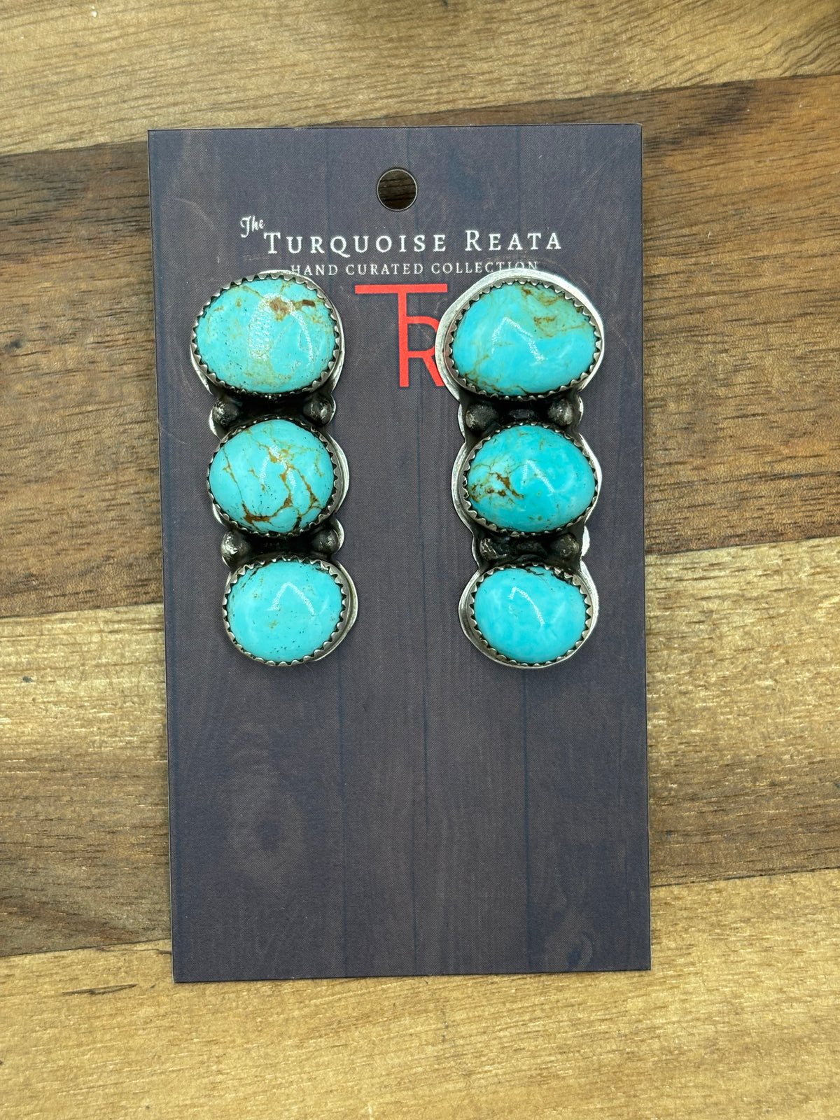 Kingman #927-3 Turquoise Earrings by Levi Hoskie, Navajo