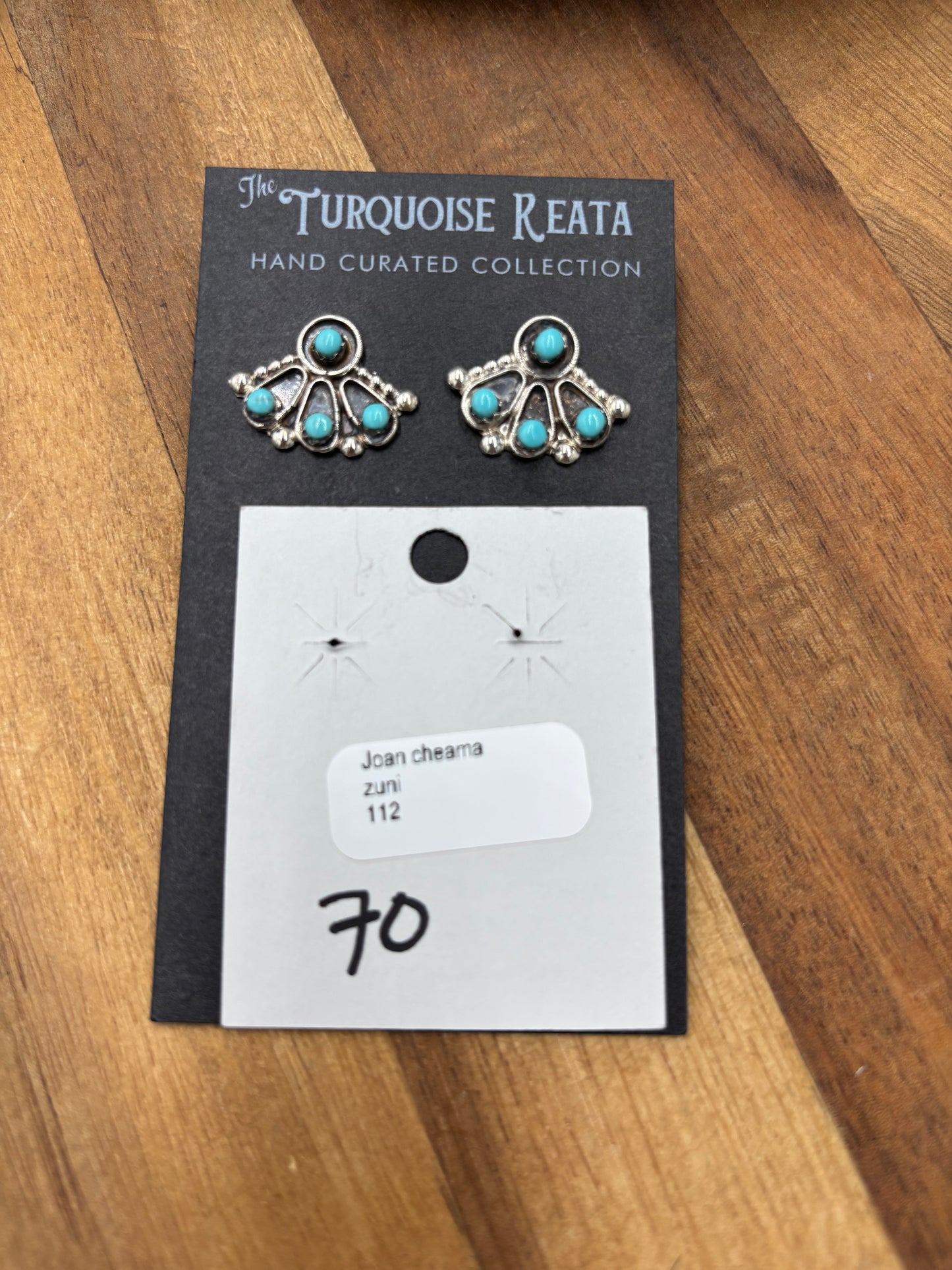 Turquoise Earrings #825-6 by Joan Cheama, Zuni