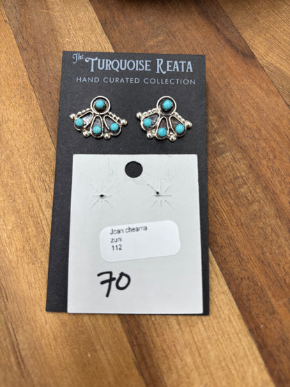Turquoise Earrings #825-6 by Joan Cheama, Zuni