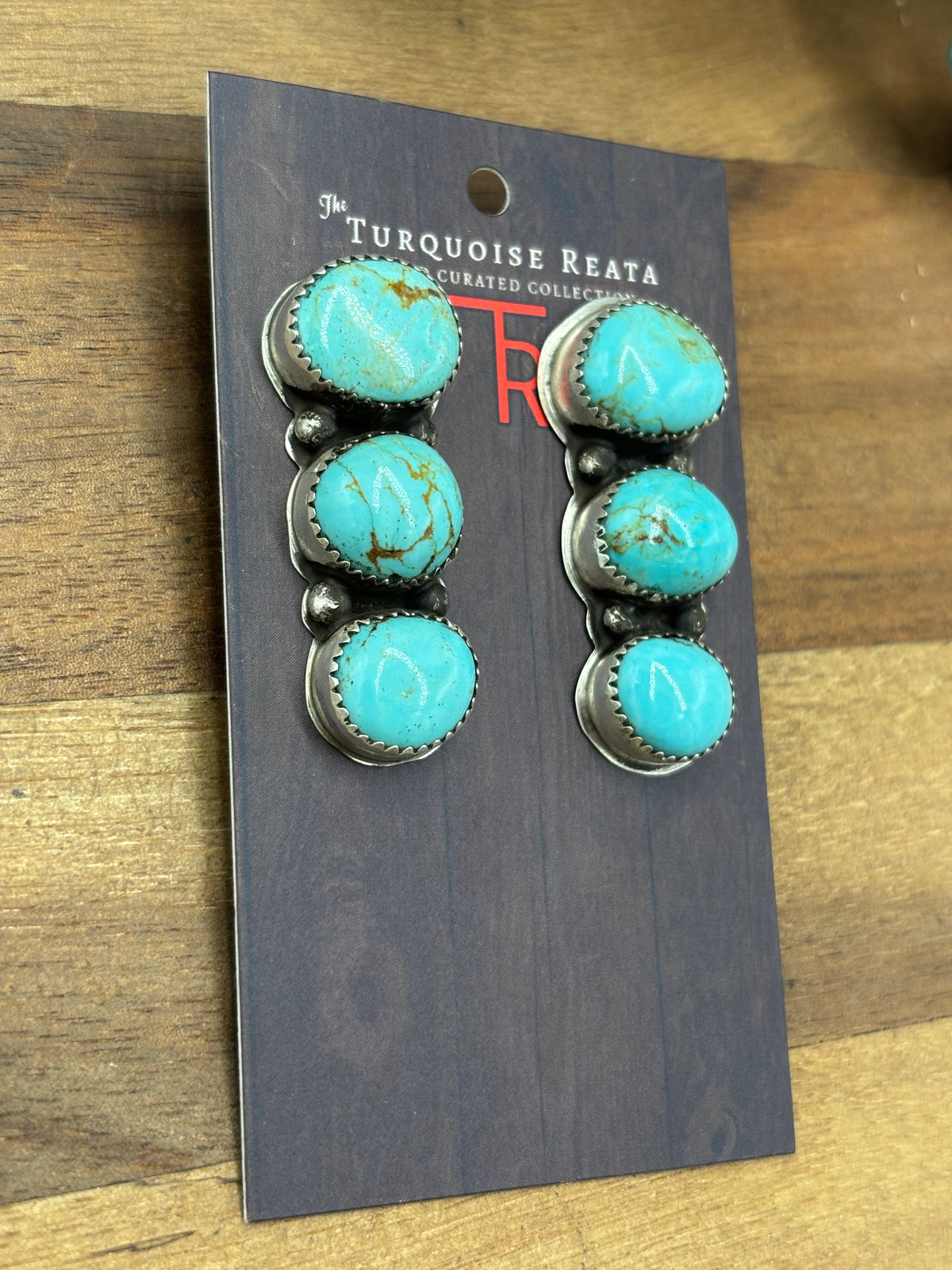 Kingman #927-3 Turquoise Earrings by Levi Hoskie, Navajo