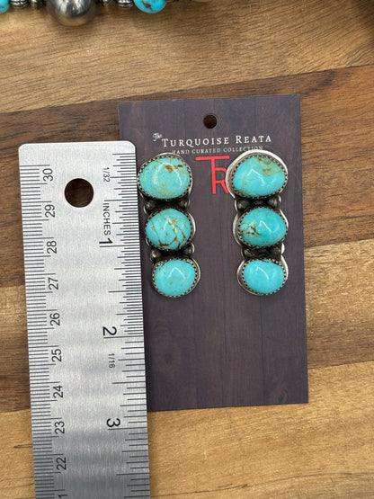 Kingman #927-3 Turquoise Earrings by Levi Hoskie, Navajo