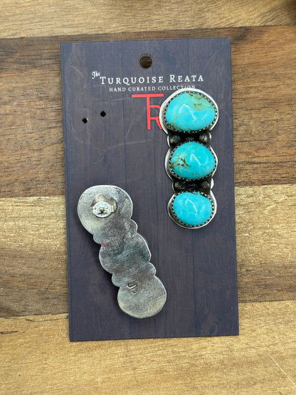 Kingman #927-3 Turquoise Earrings by Levi Hoskie, Navajo