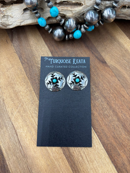 Turquoise Earrings #825-5 by Felix Perry, Navajo