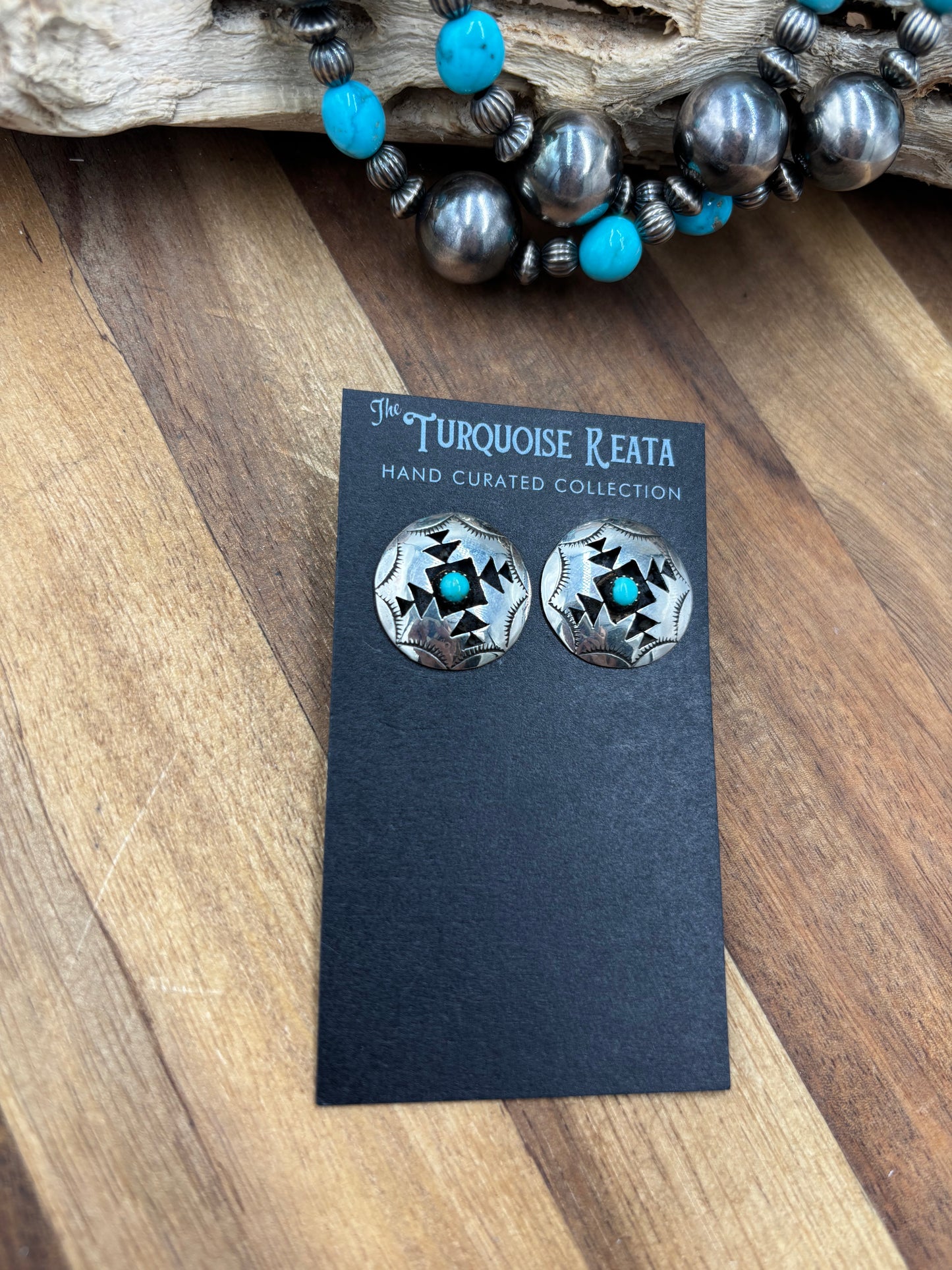 Turquoise Earrings #825-5 by Felix Perry, Navajo